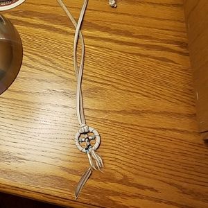 Suede Feather Accent Necklace.